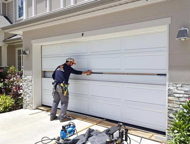 Laguna Hills Garage Door Repair team performing complete garage door replacement at Laguna Hills residence