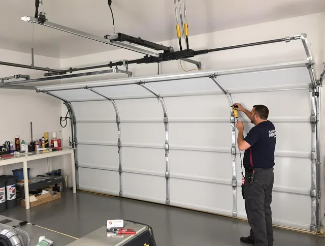 Laguna Hills Garage Door Repair certified technician performing overhead door system repair in Laguna Hills